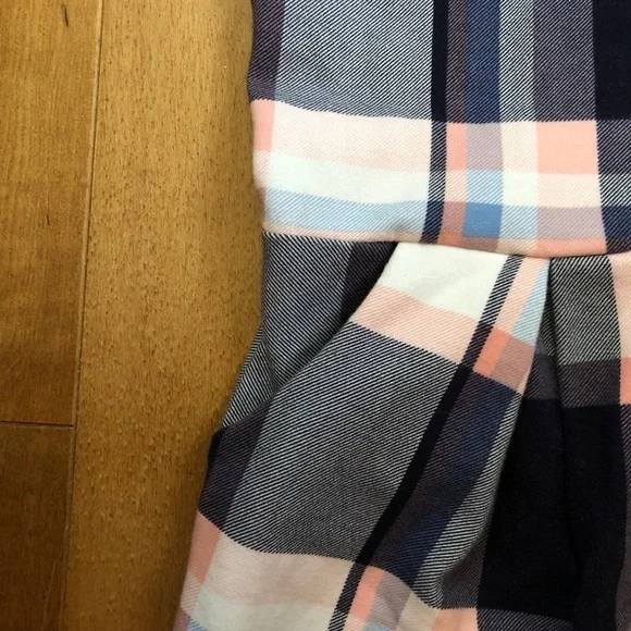 H&M Girls 8-10 Blue and Pink Plaid Pleated Shift Dress Pockets Academic School - Picture 3 of 8